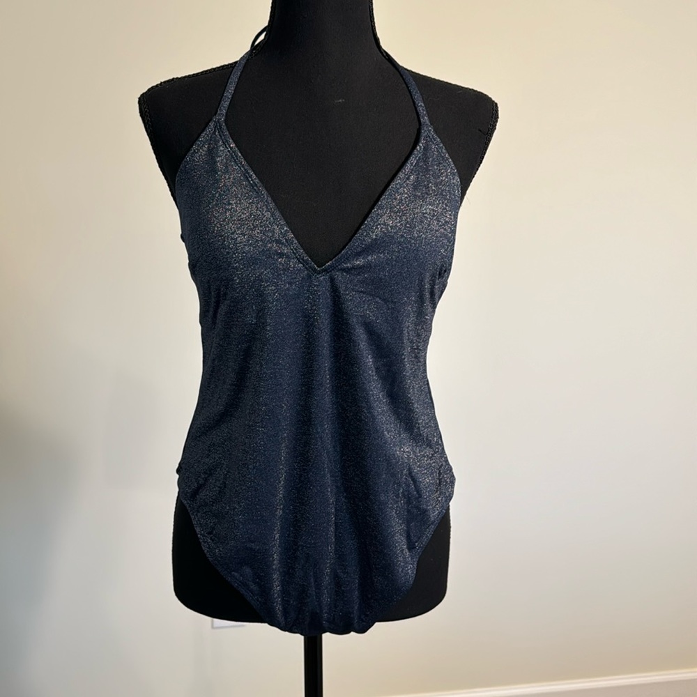 ☀️NWT Cupshe metallic blue swimsuit L